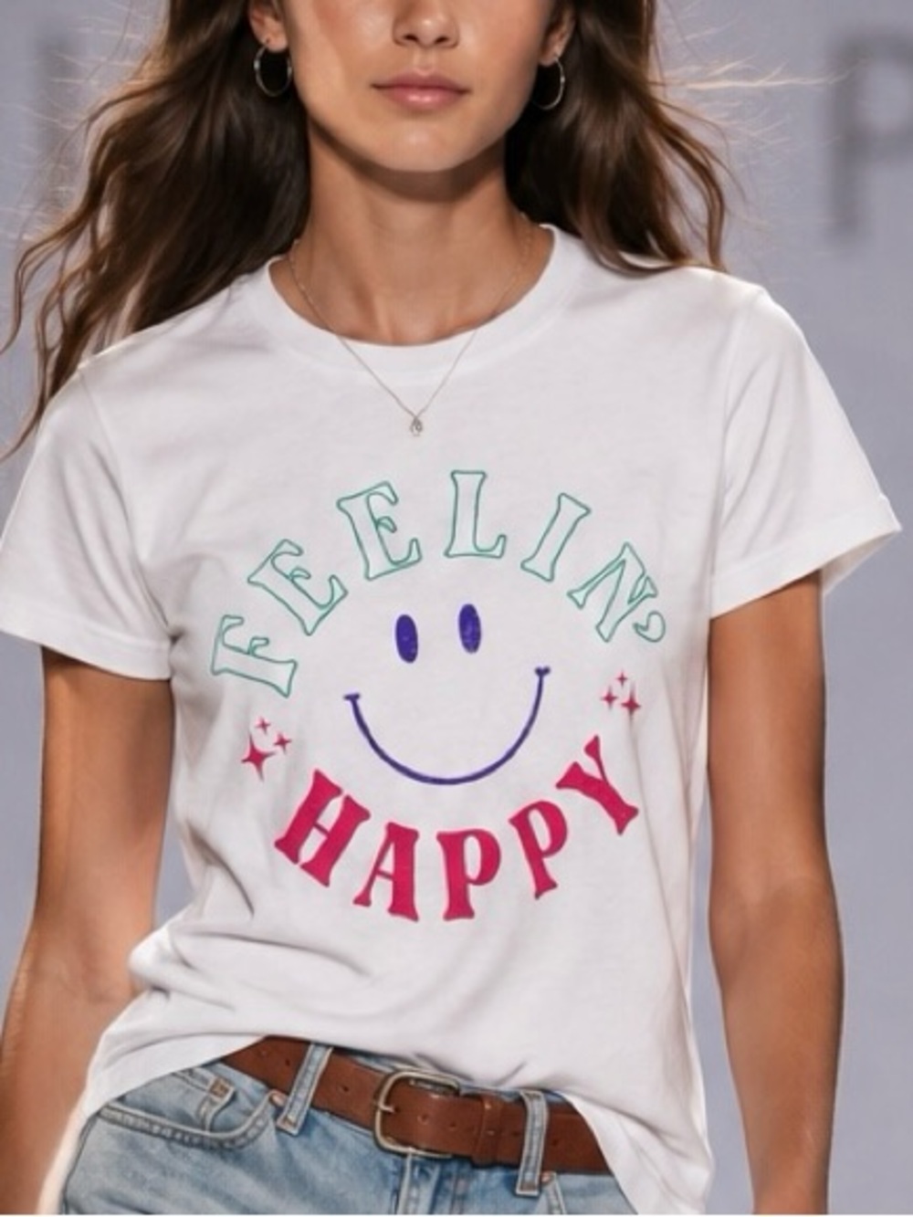 Prince Peter Collection Feeling Happy Smiley Graphic Tee White Large NWT